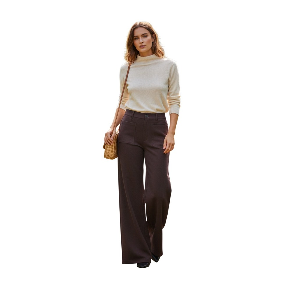 Truth by Republic Wide Leg Trousers Coffee Brown High Rise Women's Size 6 NWT